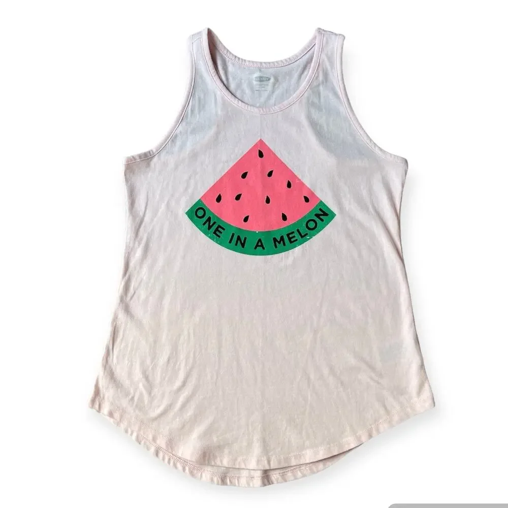 Girls XL 14 Old Navy Light Pink Sleeveless One In A Melon Softest Tank Top Shirt